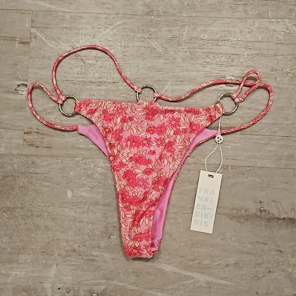 💕FRANKIES BIKINIS💕 Kailyn String Bikini Bottom ~ Rose Bouquet Large L NWT